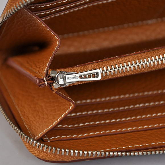 1:1 Quality Hermes Evelyn Long Wallet Zip Purse A808 Camel Replica